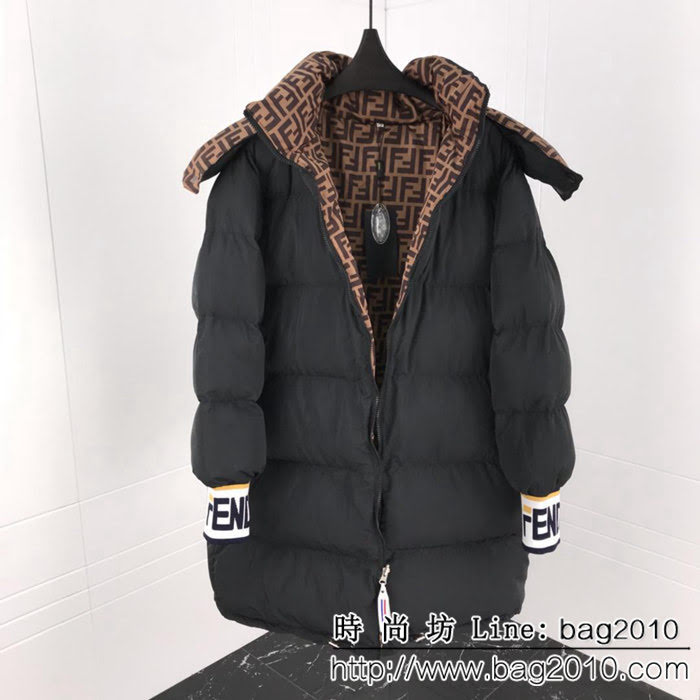 FENDI芬迪 18專櫃同步秋冬新款 全方位FF圖案 長款羽絨棉服 情侶款 ydi2215